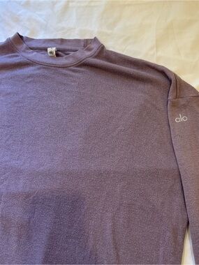 Alo Yoga Crewneck Thin Knit Sweatshirt Mauve Lavender Purple Oversized Small